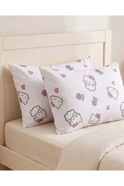 REDTAG White Hello Kitty Printed Pillowcases 50x75cm (Pack Of 2)
