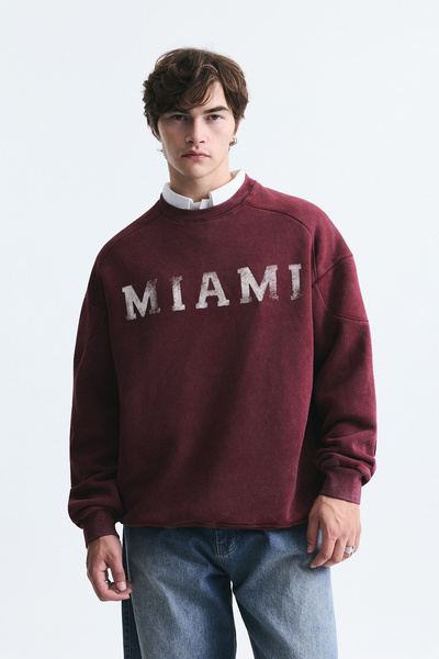 VAMOSCLO Miami Baskılı Bisiklet Yaka Sweatshirt
