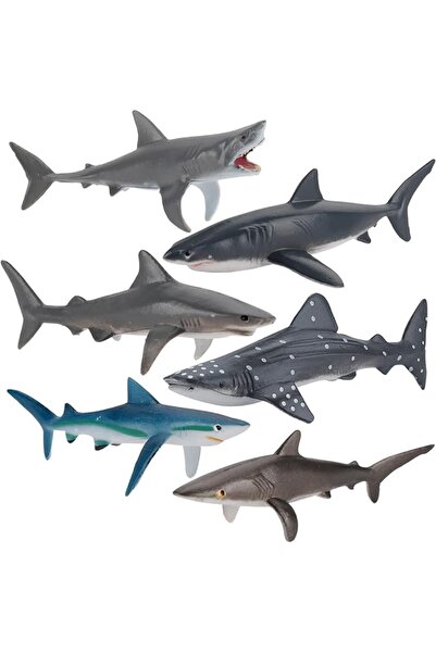 TERRIFI 6 Pcs Shark Model, Miniature Assorted Shark Figures Whale Shark Great...