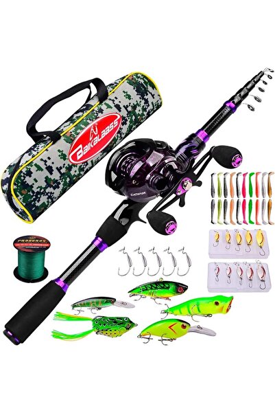 GENERAL Fishing Rod and Reel Combo - 6.9ft Telescopic Spincast Rod with Left ...