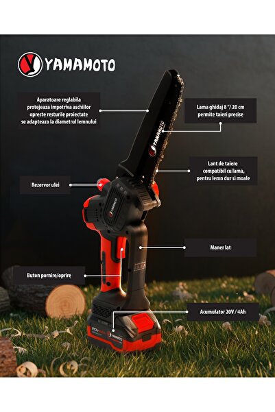 yamamoto Mini Drujba 8 inch Acumulator YBS, 20V, 4Ah, cu încărcător