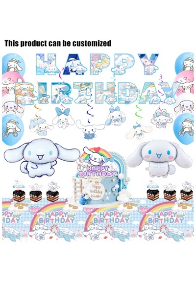 MKATECH 35-Piece Cinnamoroll Birthday Decorations Kit – Character Banner, Bal...
