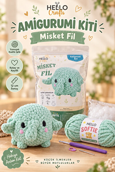 LİVA CRAFT Art & Craft Softie Amigurumi set, mramorni slon, 12 cm