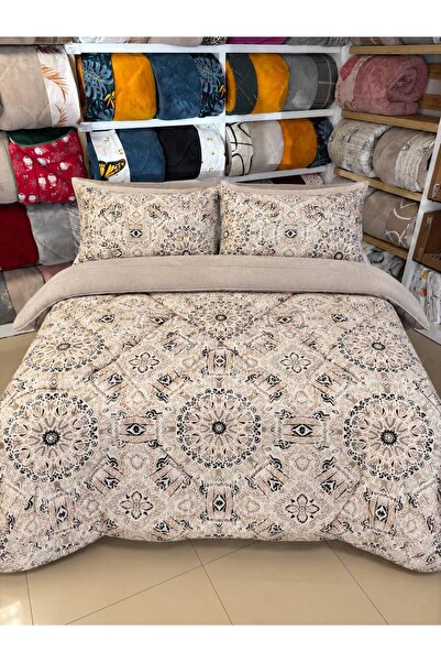 Sudemhome Çift Kişilik Çift Taraflı Peluş Welsoft Pufidik Polar Yorgan Seti (...