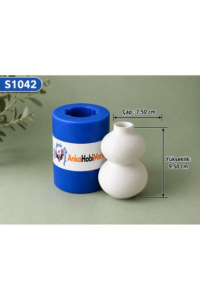 AnkaHobiMarket İki Boğumlu Vazo No:2 Silikon Kalıp (S1042)