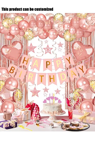 MKATECH Rose Gold Happy Birthday Party Decorations for Women & Girls, Happy B...