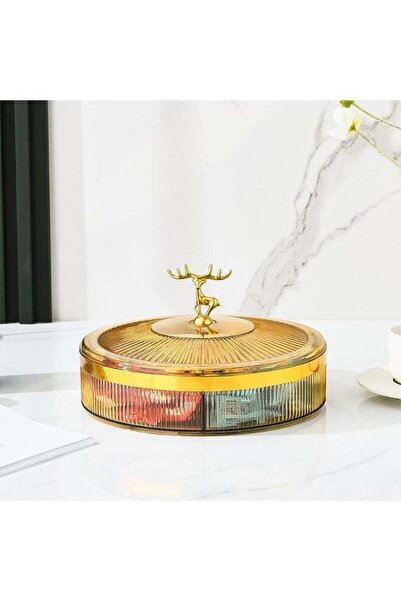 Arabest Gold 5-Compartment Snack and Fruit Tray with Moose Handle,Multi-Level...