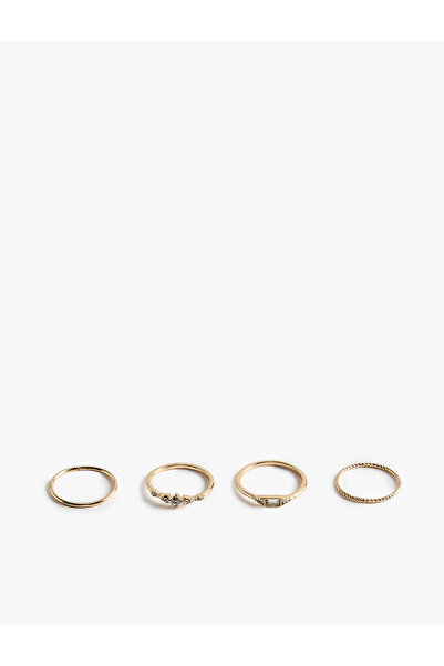 Koton Stone-Encrusted 4-Piece Ring Set