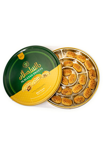 AL SULTAN Walnut Maamoul 350 g Metal Gift Tin - Traditional Arabic Semolina Cookies Filled with Walnut - Middle Eastern Sweets for Eid, Ramadan, Diwali & Festive Gifting