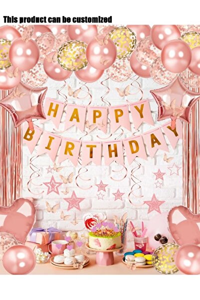 MKATECH Rose Gold Birthday Party Decorations Set for Girls Women, Happy Birth...