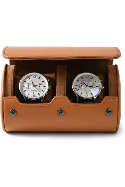 GENERAL Wooden Brown Pu Leather 2 Slot Jewelry Organizer by Woodten
