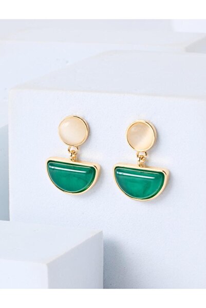 Jimmy Key Green Modern Figured Dangle Earrings