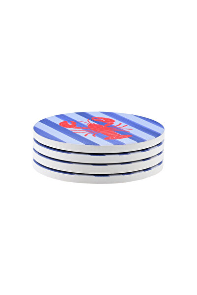 Estia Home Art ESTIA SOUVER Ναυτικό Κεραμικό Σετ Αστακοδείκτες Φ10.3εκ. 4 Τεμ...