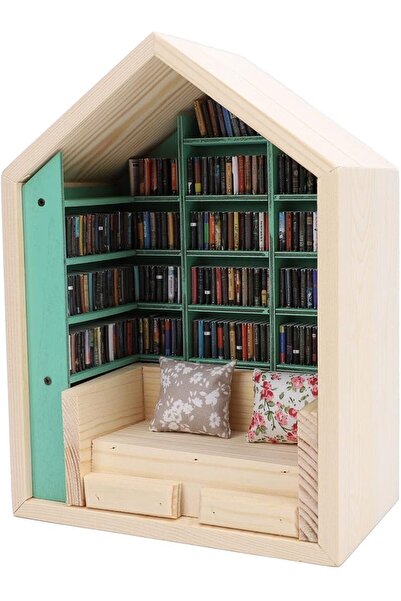 Fdit Charming Wooden Bookshelf Mini House Kit, Exquisite DIY Tiny House Decor...