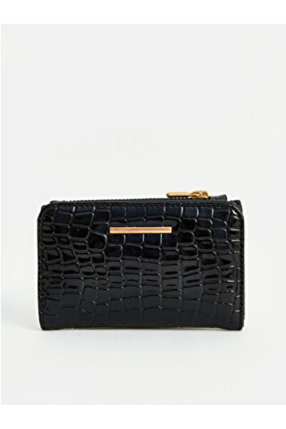 LC Waikiki Black Crocodile Patterned Women's Wallet