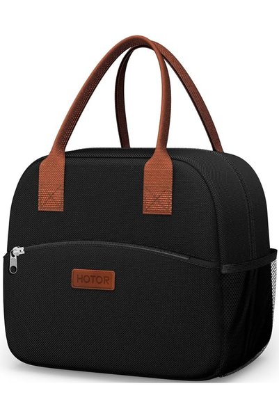 HOTOR Insulated Lunch Bag, Leak-Resistant Lunch Box, Cooler Bag, Black