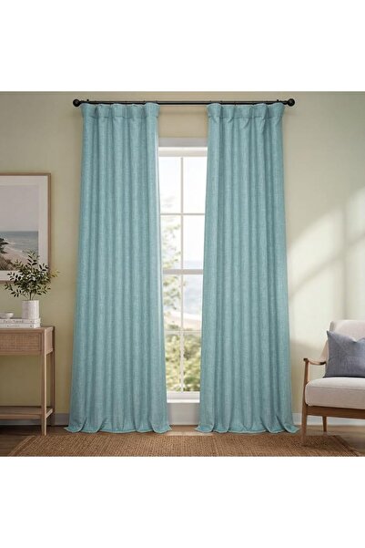 HPD Half Price Drapes ستائر تعتيم للغرف بنسيج الكتان الصناعي، طول 96 بوصة (قط...