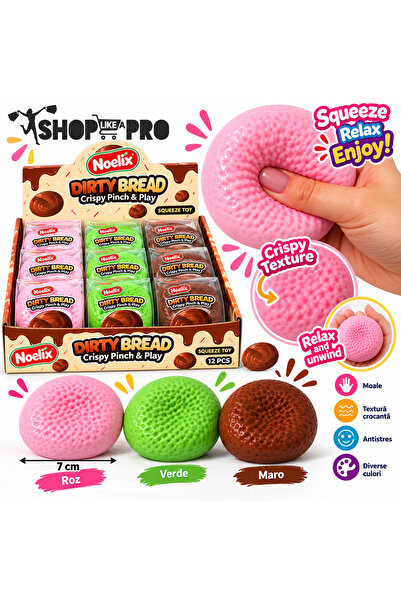 SHOP LIKE A PRO Jucărie Antistres Squishy Pâine Colorată Crunchy, Diametru 7 ...