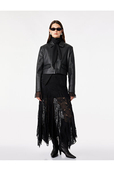 Koton Asymmetrical Ruched Maxi Flared Skirt