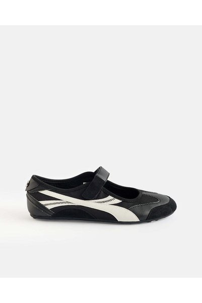 REDTAG Girls Black And White Strap Ballerinas