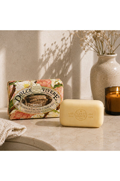 Nesti Dante Dolce Vivere Roma Soap Bar 250g | Oleandro Muscat & Fig | Italian Vegan Soap | Nourishing Fig & Uplifting Floral Muscat | Moisturizing Cleanser | Paraben, GMO, PEG & Petrochemical-Free