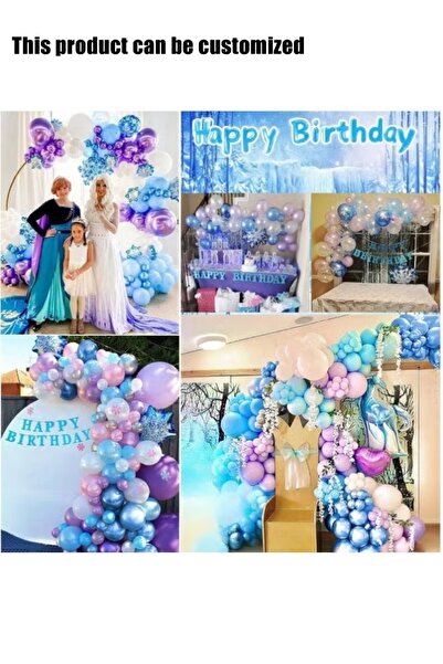 SDCNT Girls Frozen Princess Birthday Party Decor Set, Blue Purple White Ballo...