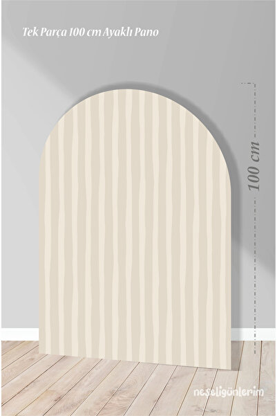 neşeli günlerim Coffee-Beige Striped Pedestal Board Backdrop 100 cm |   Desig...