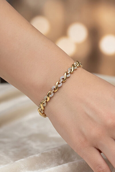 XUPING JEWELRY Altın Kaplama Zirkon Taşlı Sıralı Bileklik