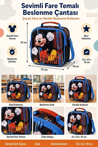 DODOMAR Cute Mouse Themed Lunch Box Children's School Meal Bag Daily Use 22X2...