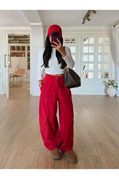 My Blog Red Patch Painted Bargel Trousers - 4158