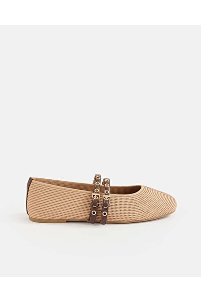 REDTAG Girls Beige Studded Ballerina Shoes