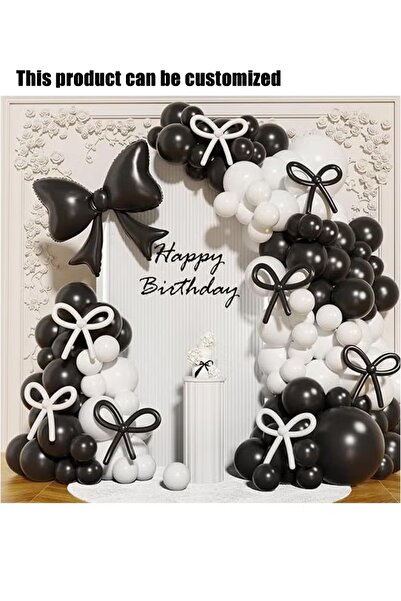 SDCNT Black and White Bow Balloon Garland Arch Kit, 149Pcs Balloon Set for Bi...