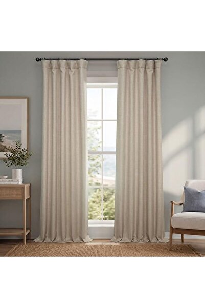 HPD Half Price Drapes ستائر تعتيم للغرف بنسيج الكتان الصناعي، طول 108 بوصة (ق...