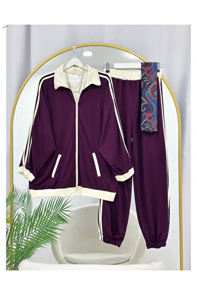 YEDİLALE Shirt Collar Striped Sports Dual Set [Excluding Shawl]