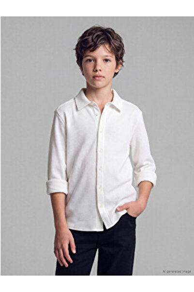 LC Waikiki White Long Sleeve Boy's Shirt