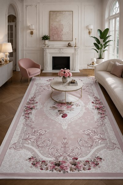 Liva home Lüks Salon Halısı Makinede Yıkanabilir Kaymaz Taban Halı