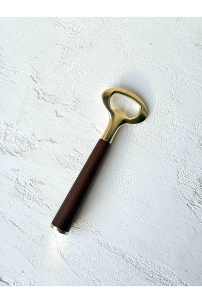 KaiAtelier Noma Acacia Handle Gold Bottle Opener