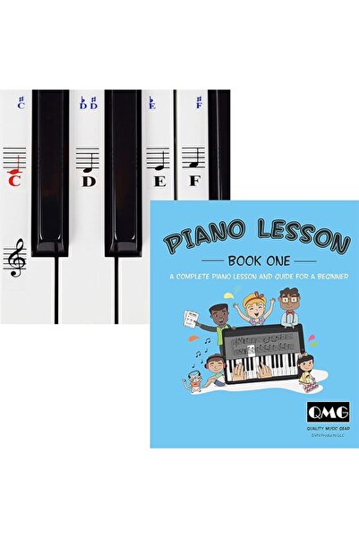 QMG Piano and Keyboard Stickers and Complete Piano Music Lesson and Guide Boo...