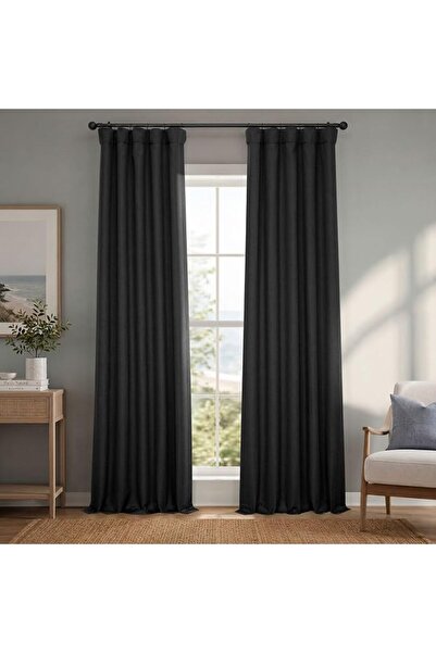 HPD Half Price Drapes ستائر تعتيم للغرف بنسيج الكتان الصناعي، طول 96 بوصة (قط...