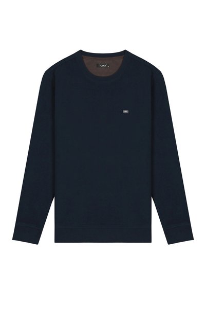 Çizgi Triko Men's Crew Neck Navy Blue Sweater Thessaloniki Knit Solid Color Classic Fit - 5550C