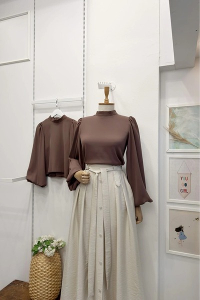 fayaboutique.com Kahverengi Liva Gömlek