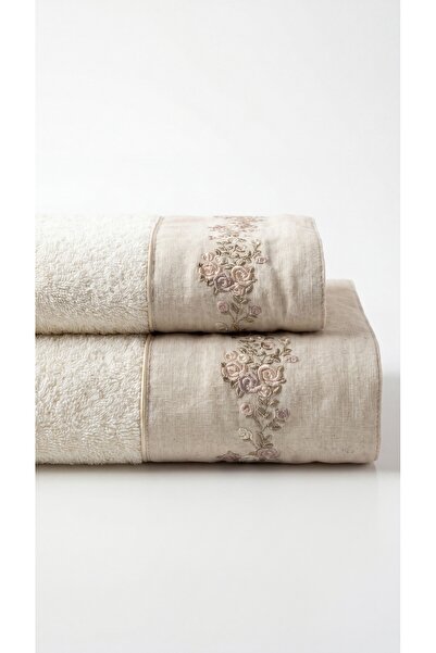 Minteks Carezza %100 Pamuk Nakış Detaylı 70x140 cm Banyo Havlusu