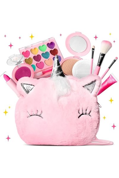 Nnewvante 12Pcs Toddler Makeup Kit, Pretend Play Kids Makeup Includes Accesso...
