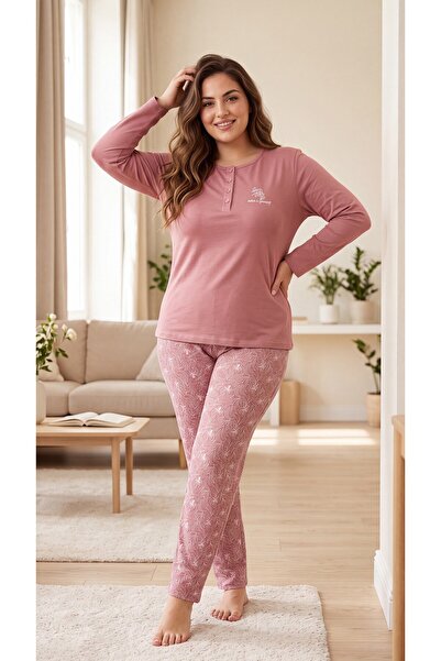 REN Women's Dusty Rose 100% Cotton Tok Fabric Collar Buttoned Large Size Comf...
