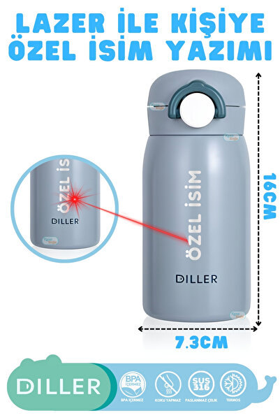 DILLER Lazer Baskı ile Kişiye Özel İsim Yazılabilen 320ml Mini Boy Yeni Seri ...
