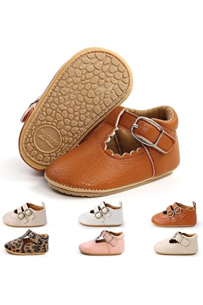 GENERAL Baby Girls Mary Jane Flats with Bownot Non Slip Soft Sole PU Leather ...