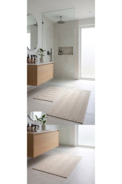 WOOF HOME 2 Li Bukle Banyo Takımı (BANYO TEKSTİLİ/MODERN/DOĞAL/SADE/ŞIK KAYMA...