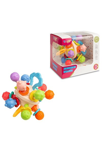 TOYZ by Caretero Играчка за никнещи зъбки, дрънкалка и гризалка 2 в 1, многоц...