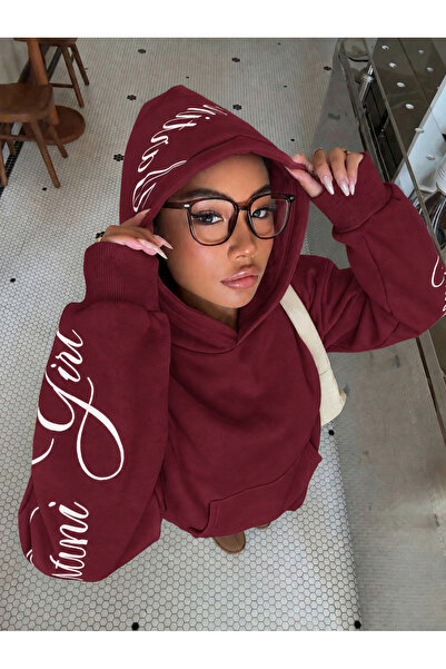 darkopia Unisex Women's Men's Martini Girl Printed Oversize 3 Thread Hooded S...