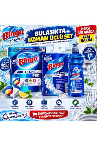Bingo BULAŞIK KAPSÜLÜ TUZ VE PARLATICI 3 LÜ SET